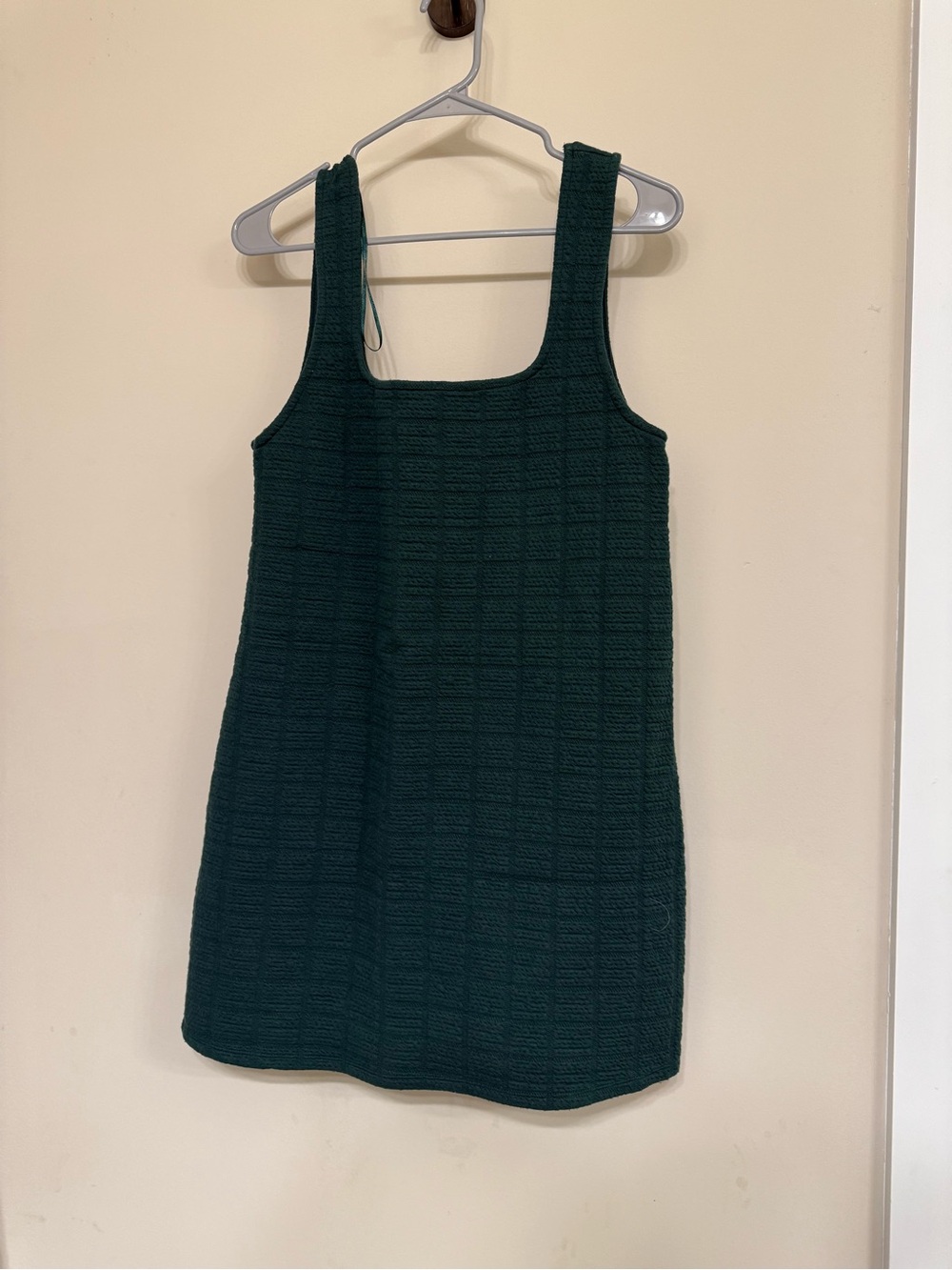 Zara Emerald Green Textured Square-Neck Mini Dress